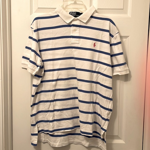 Polo Ralph Lauren Other - Polo Ralph Lauren Men’s Polo shirt white with blue stripe size large